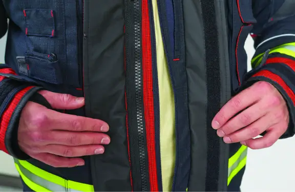 Inspection openings for checking the condition of all layers of the clothing (especially the membrane and thermal lining).