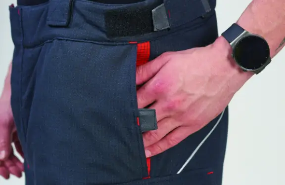 Numerous functional pockets with reinforced Kevlar puller Carabiners are inserted under the flaps of side pockets for hanging equipment.