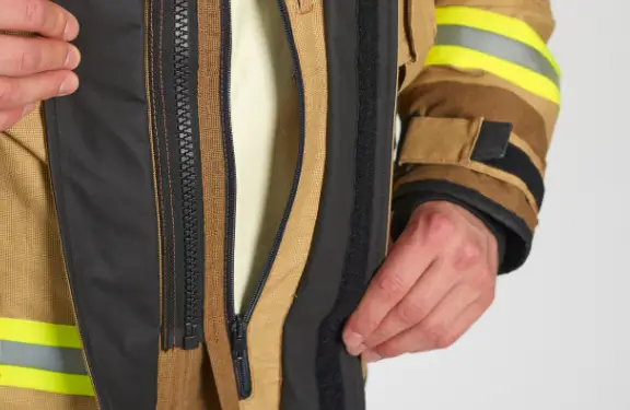 Inspection openings for checking the condition of all layers of the clothing (especially the membrane and thermal lining).