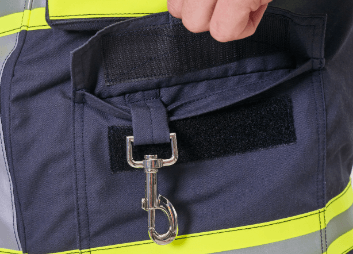 Numerous functional pockets with reinforced Kevlar puller Carabiners are inserted under the flaps of side pockets for hanging equipment.